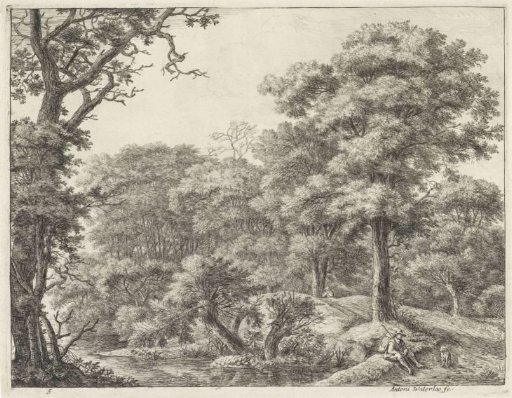 Resting traveler along a forest path