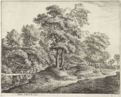 Woman with child on a wooden bridge