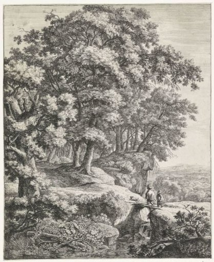 Man with child on a narrow bridge