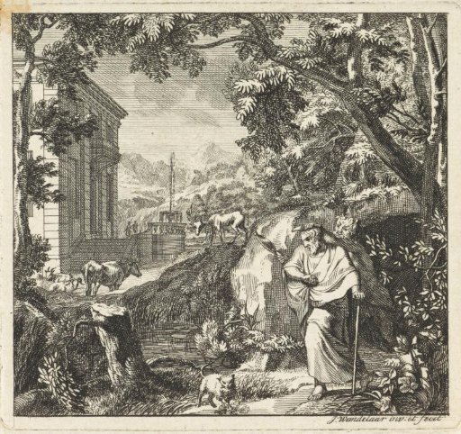 Satyr attacks a man with a mirror