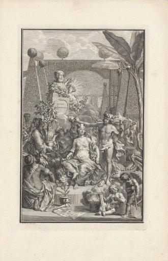 Diverse allegorische figuren in de tuin van George Clifford