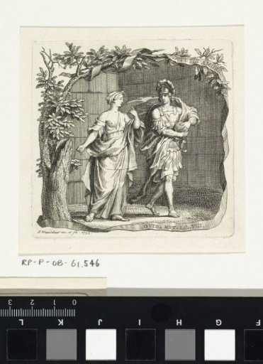 Vignet met Theseus en Ariadne