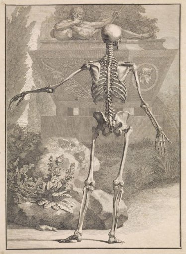 Skeleton by a tomb