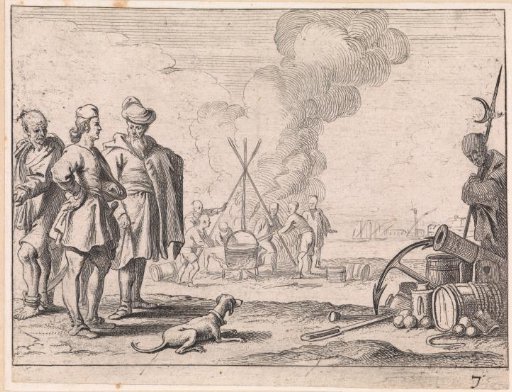 Muslim galley slaves on the beach