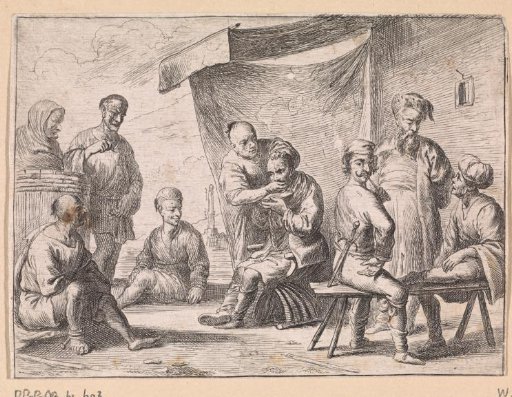 Muslim galley slaves and sailors at a barber's