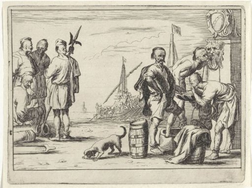 Islamic galley slaves at a fountain