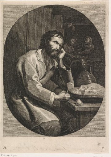 Blind man at the meal