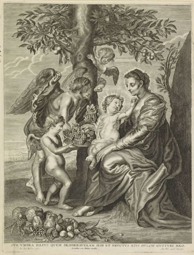 Mary with Child and Three Angels