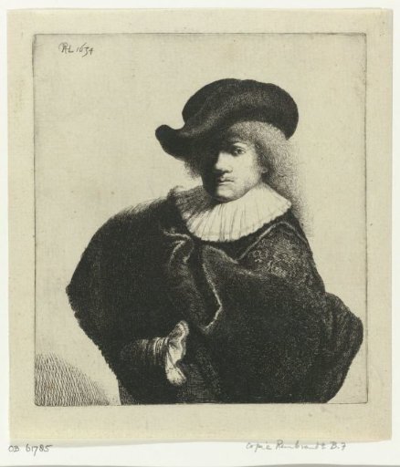 Self-Portrait with a Hat with a Soft Brim and an Embroidered Mantle