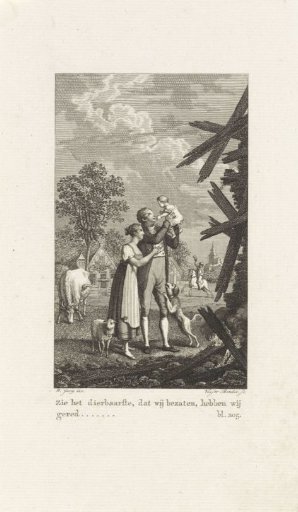 Family by a Burnt House