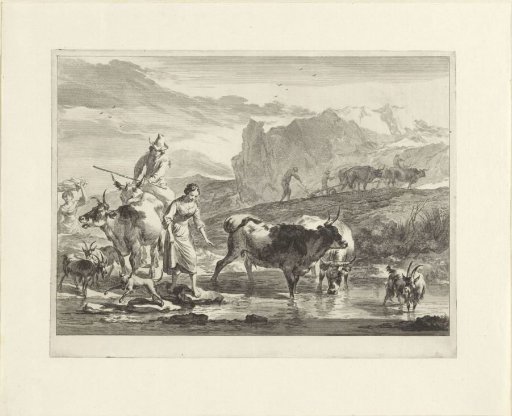 Young woman crossing a river on stones