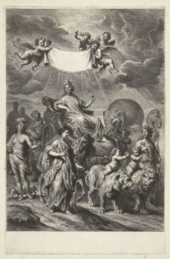 Female Personification of Geography on a Triumphal Chariot and the Continents America, Africa, Asia and Europe