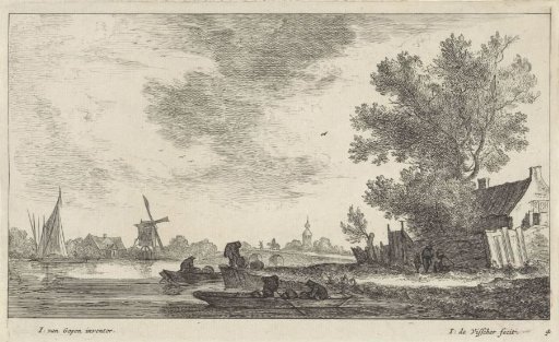 River landscape with mill