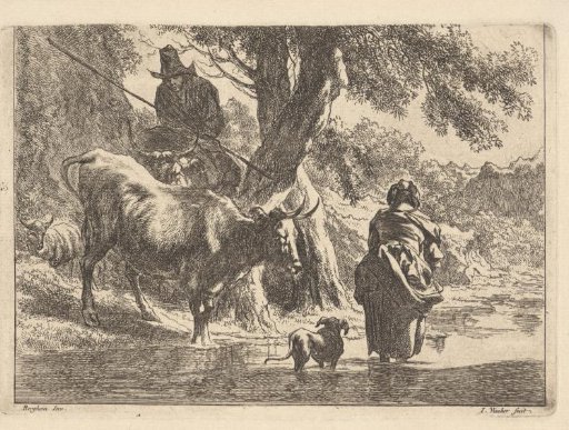 Shepherds at a ford