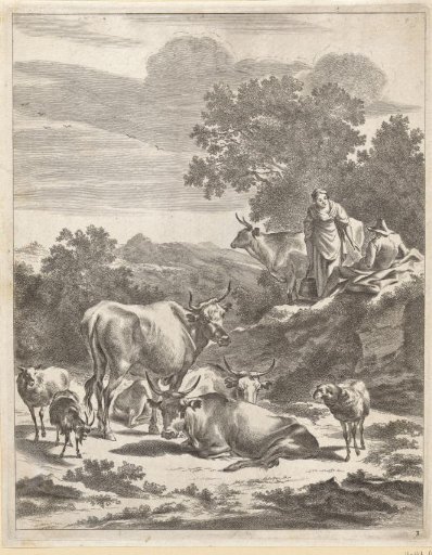 Shepherd and shepherdess with a bucket