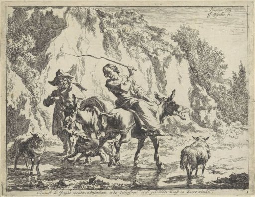 Shepherdess Lashing Her Donkey
