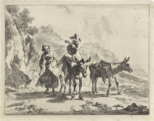 Young Shepherd on a Donkey and a Shepherdess