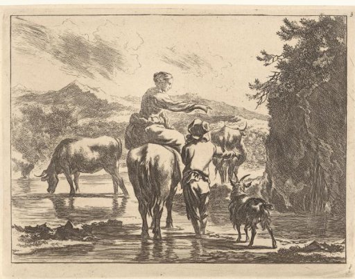 Shepherds by a Waterfall