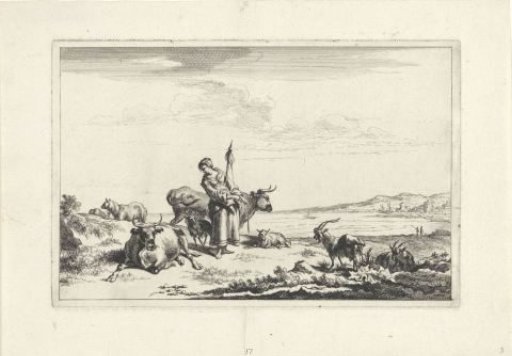 Shepherdess with Spinning Wheel on the Bank of a River