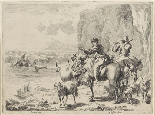 Flute-Playing Shepherd and Shepherdesses