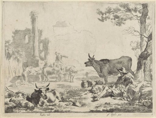 Landscape with Shepherds and Livestock at a Watering Place