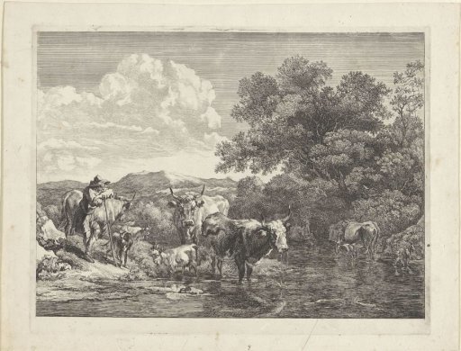 Shepherd Leaning on His Staff at a Ford