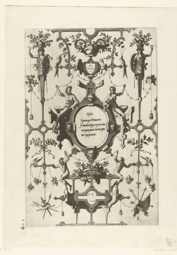 Oval cartouche with text by Solon