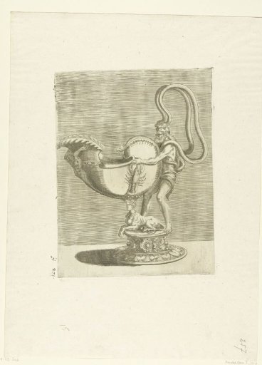 Nautilus cup with a lobster on the belly