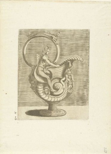 Snail-shaped vessel with a woman in the ear