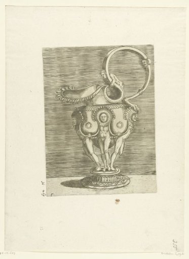 Jug with a handle, carried by three figures