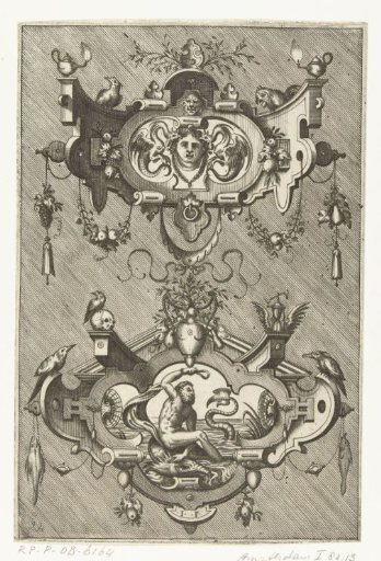 Two Cartouches One Above the Other, the Upper One Containing the Head of a Woman