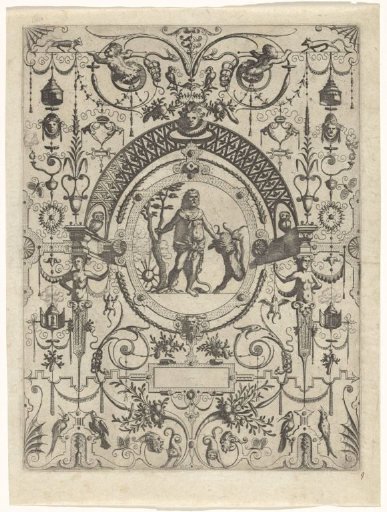 Oval cartouche with Hercules and the Cretan bull
