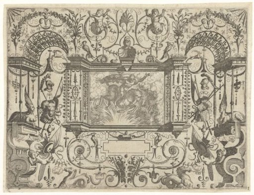 Architectural fantasy with the fall of Bellerophon