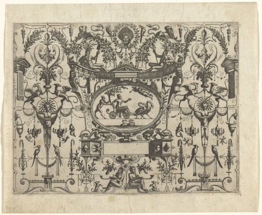 Oval cartouche with Venus in a chariot drawn by two swans