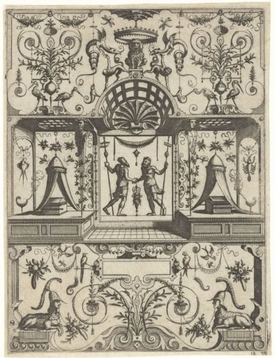 Architectural fantasy with two field marshals shaking hands
