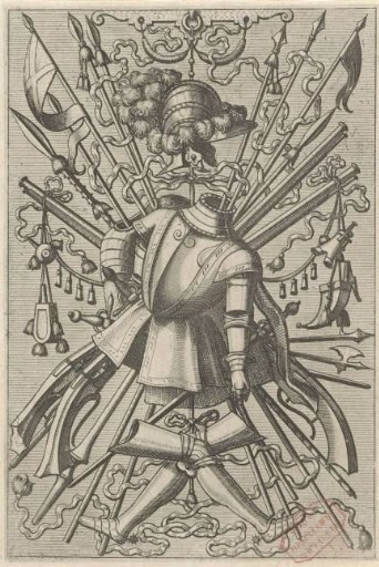 Flat decoration consisting of a trophy of arms