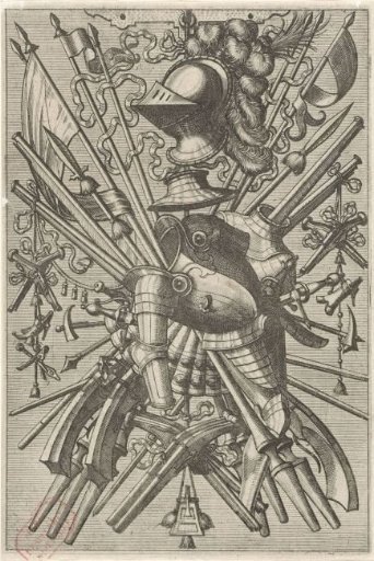 Flat decoration consisting of a trophy of arms