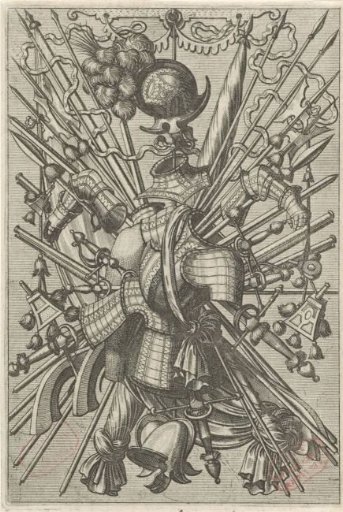 Flat decoration consisting of a trophy of arms