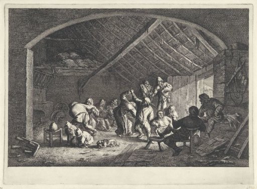 Peasant dance in a barn
