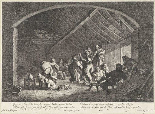 Peasant dance in a barn
