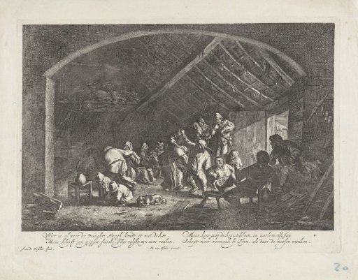 Peasant dance in a barn