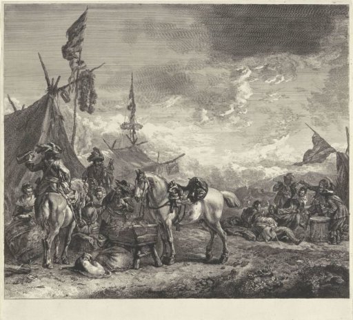 Soldiers in a tented camp