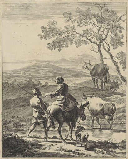 Herderin op een ezel