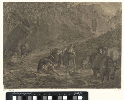 Wasvrouwen en een herder aan de waterkant