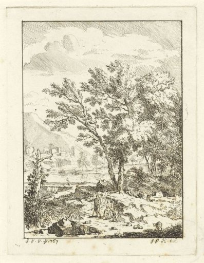 Landscape with shepherd family