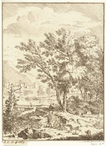 Landscape with shepherd family