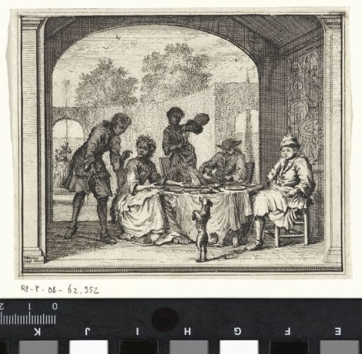 Dog Standing on Hind Legs at a Set Table