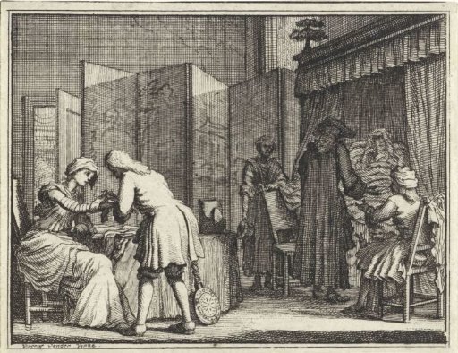 Figures Around a Sickbed and a Physician Binding a Woman