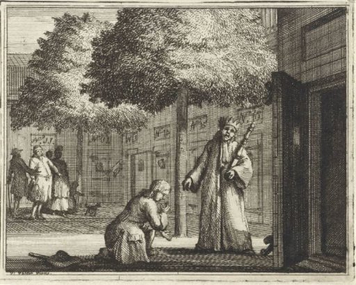 Man Kneeling Before a Ruler