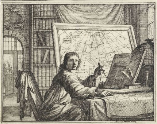 Man With Compass at Maps